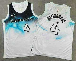 Mens Minnesota Timberwolves #4 Rob Dillingham White 2024 City Edition Swingman Stitched Jersey